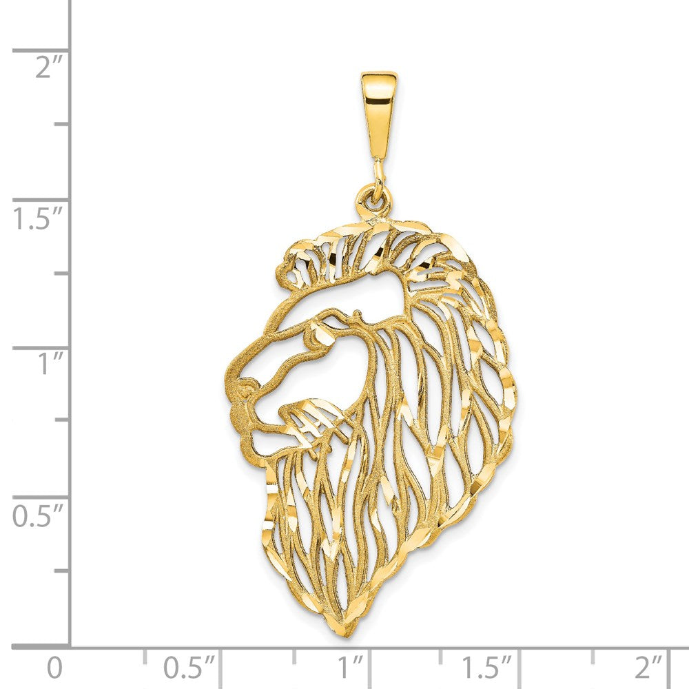 14k Gold Large Filigree Lion's Head Necklace Pendant - Charlie & Co. Jewelry