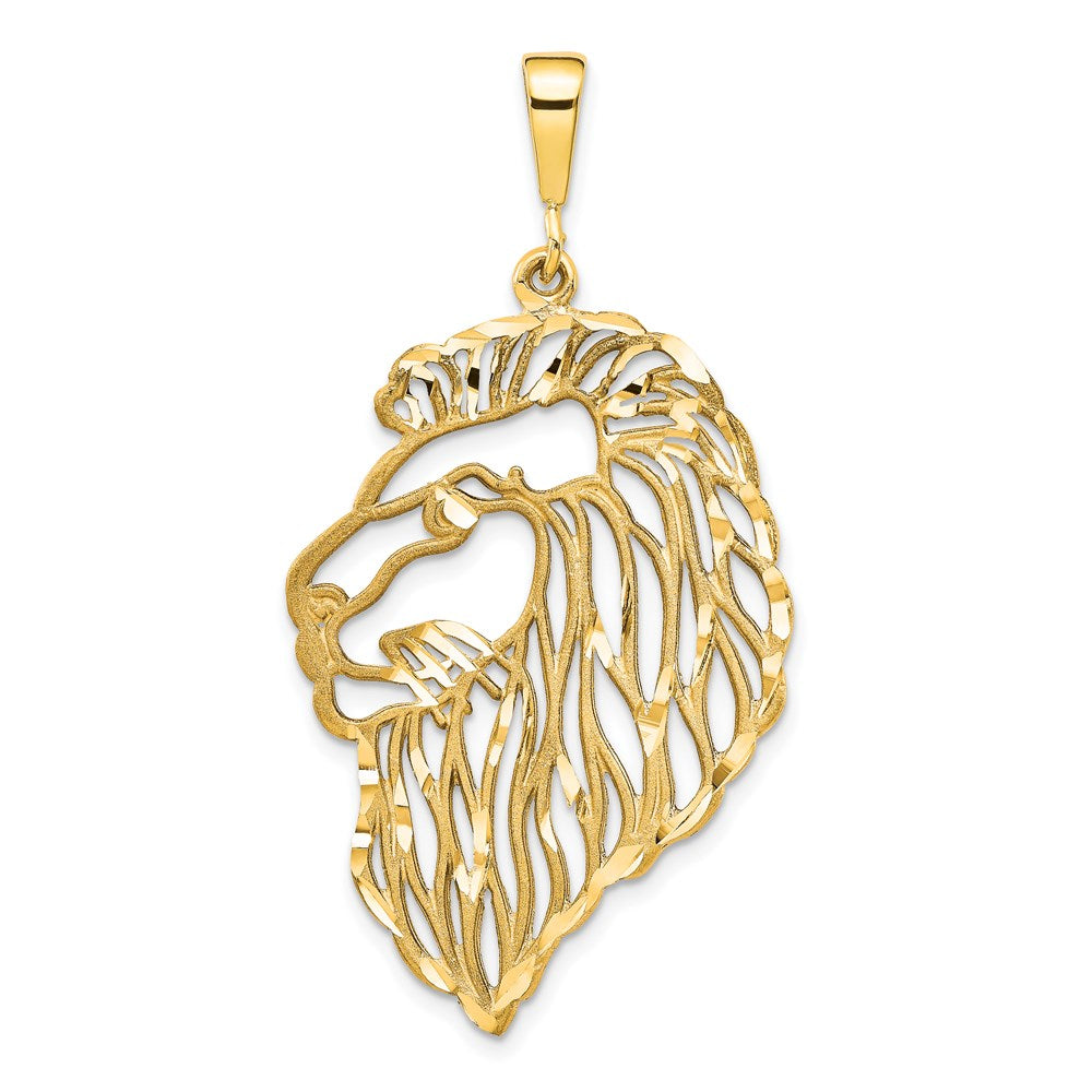 14k Gold Large Filigree Lion's Head Necklace Pendant - Charlie & Co. Jewelry