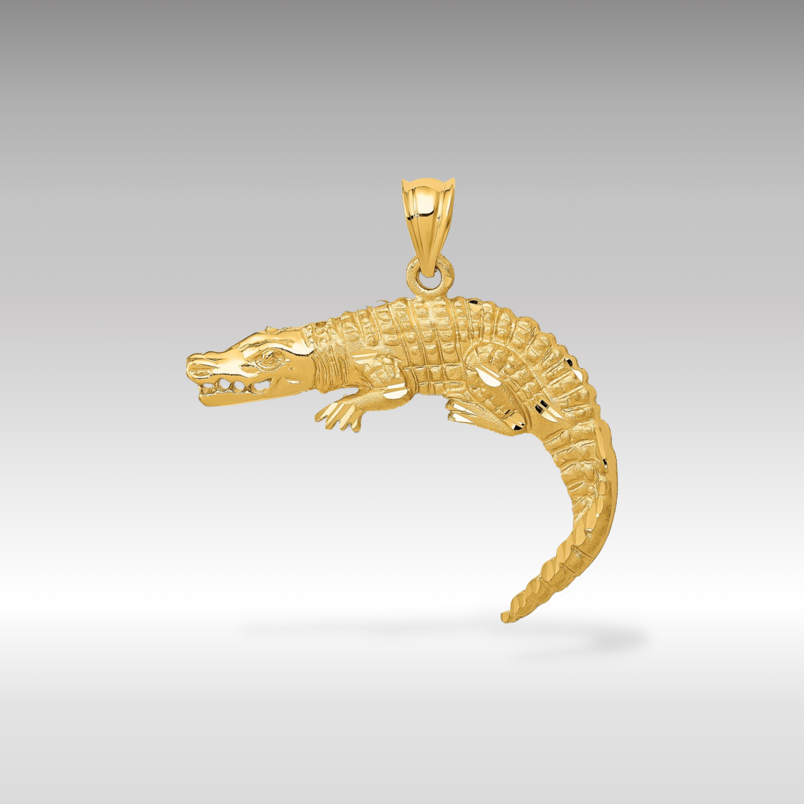 14K Gold Large Alligator Pendant - Charlie & Co. Jewelry