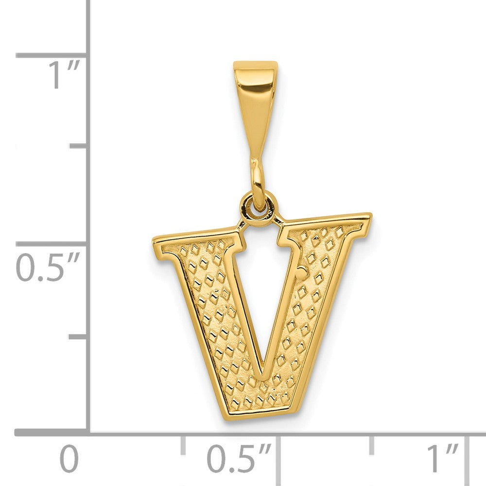 Charlie & Co Jewelry | 14k Textured Initial V Charm - Model C1449-V
