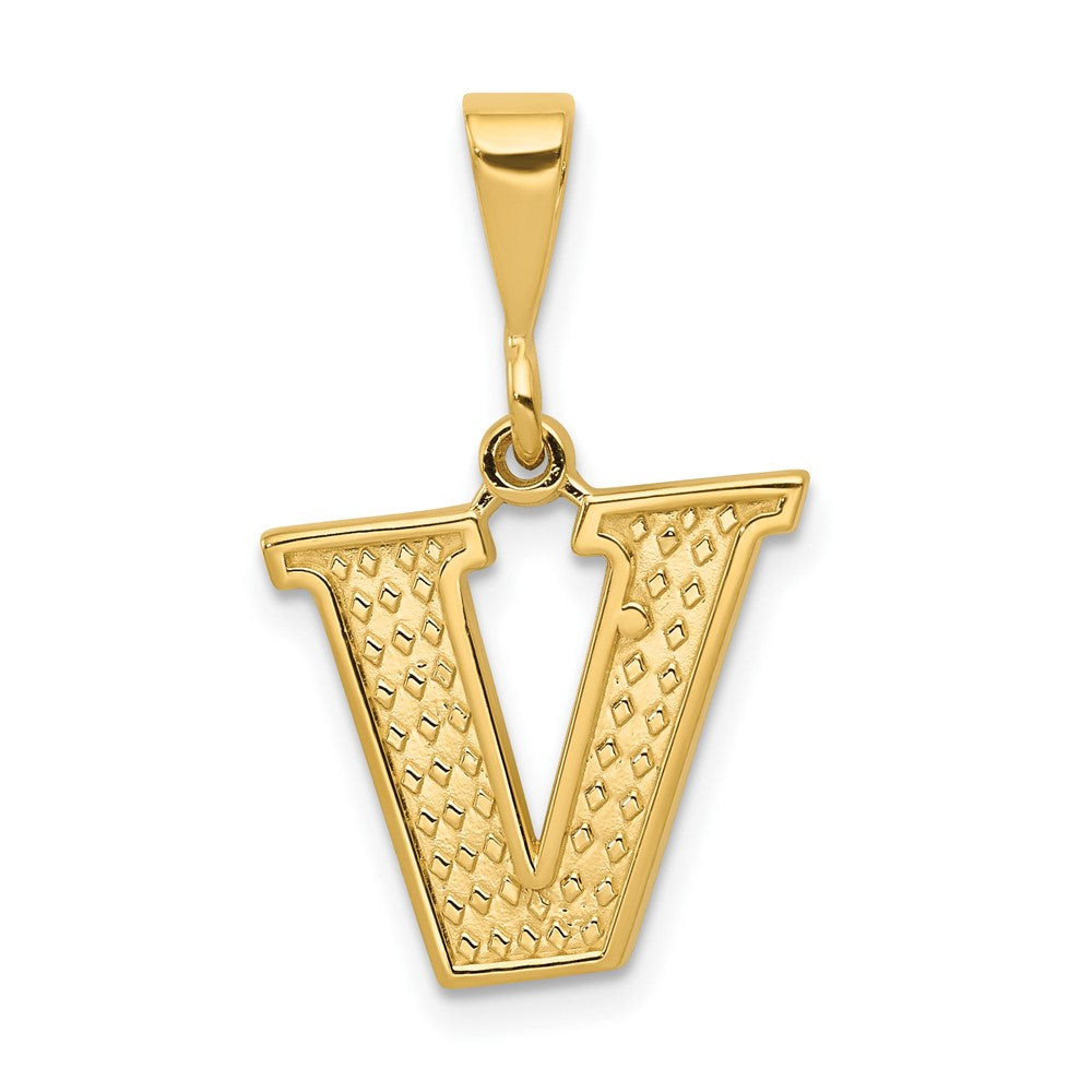 Charlie & Co Jewelry | 14k Textured Initial V Charm - Model C1449-V