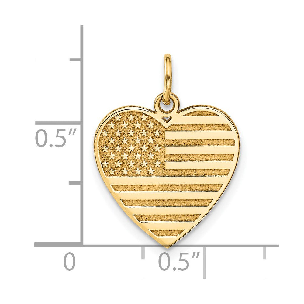 14K Gold American Flag Heart Pendant - Charlie & Co. Jewelry