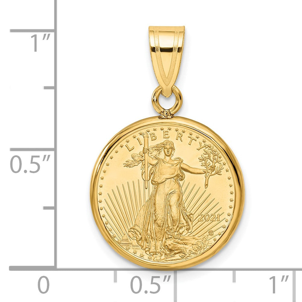 Charlie & Co Jewelry | Wideband Distinguished Coin Jewelry 14k Polished Mounted 1/10oz American Eagle Prong Coin Bezel Pendant - Model C1801/16.5C