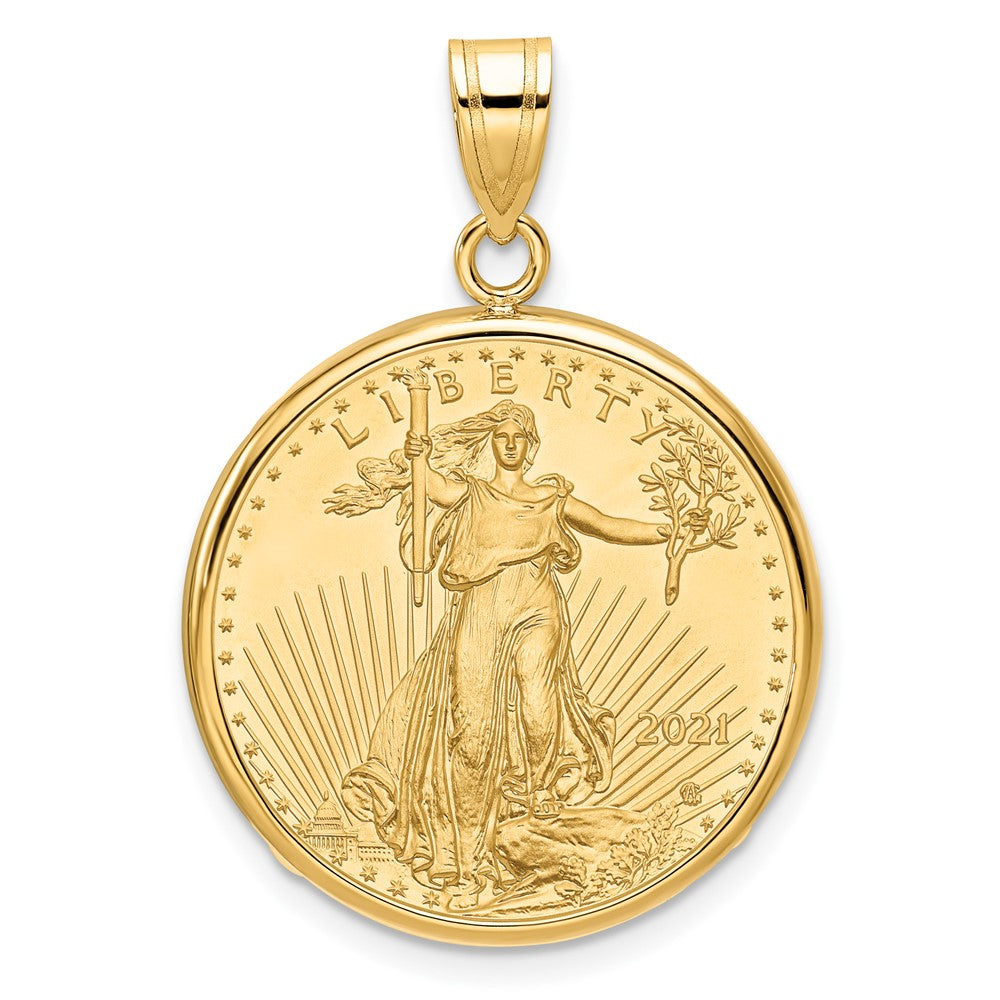 Charlie & Co Jewelry | Wideband Distinguished Coin Jewelry 14k Polished Mounted 1/4oz American Eagle Prong Coin Bezel Pendant - Model C1801/22.0C