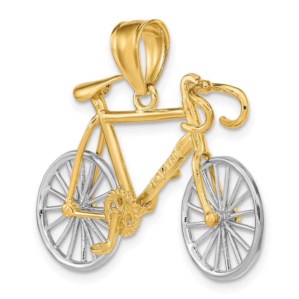 Yellow and White Gold Large 3-D Bicycle Pendant Model-C1813 - Charlie & Co. Jewelry