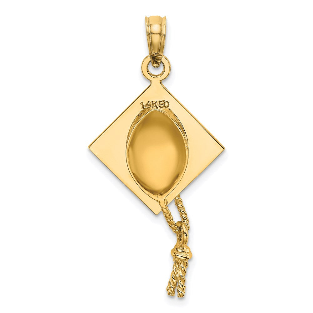 14k Solid Polished 3D Graduation Cap Pendant - Charlie & Co. Jewelry