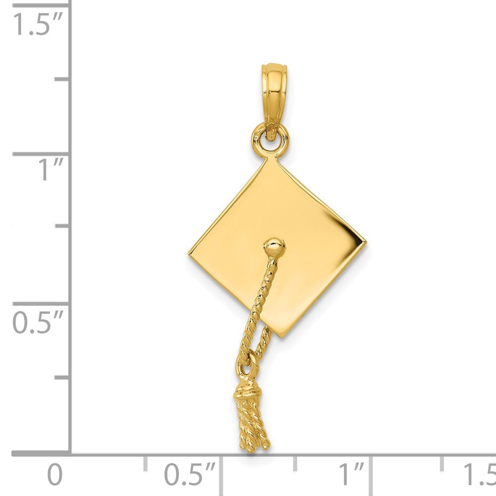 14k Solid Polished 3D Graduation Cap Pendant - Charlie & Co. Jewelry