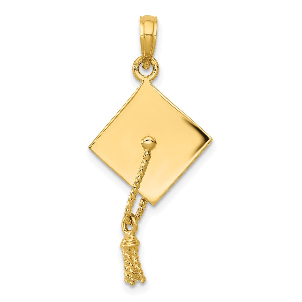 14k Solid Polished 3D Graduation Cap Pendant - Charlie & Co. Jewelry