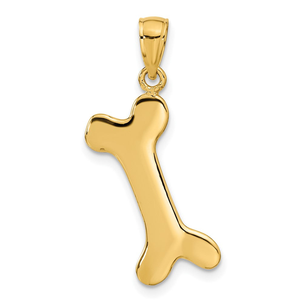 14k Solid Polished Dog Bone Pendant - Charlie & Co. Jewelry