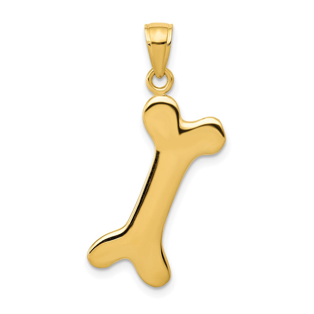 14k Solid Polished Dog Bone Pendant - Charlie & Co. Jewelry