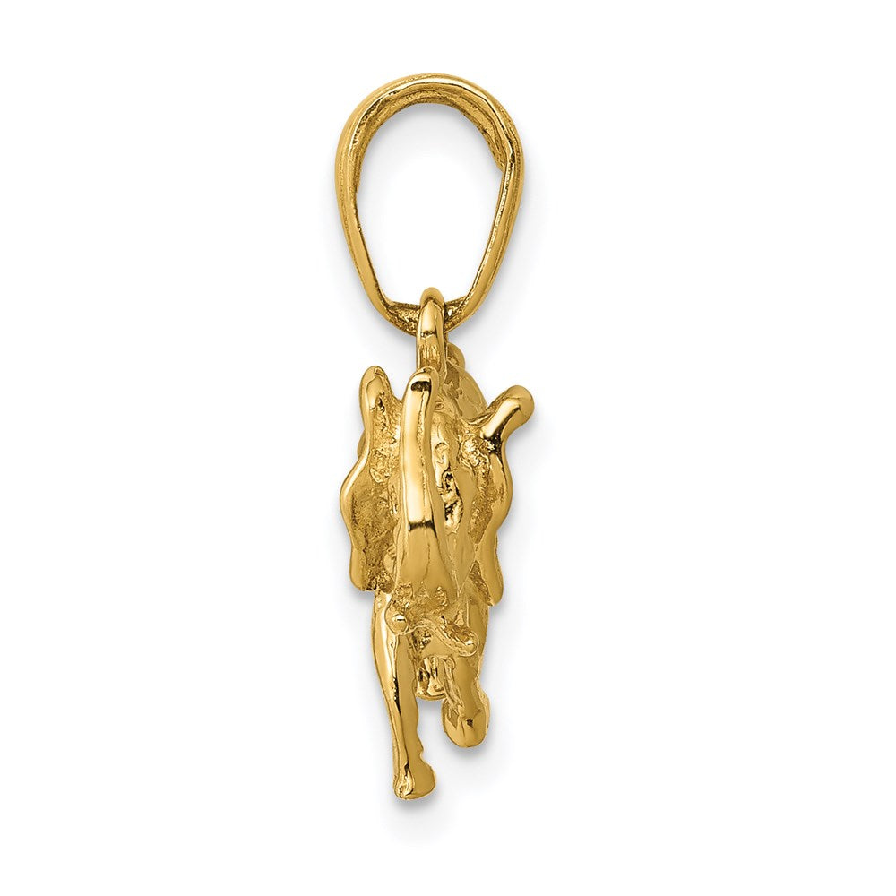 Gold Polished 3D Elephant Pendant Model-C2365 - Charlie & Co. Jewelry