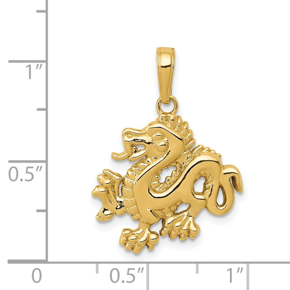 14K Gold Polished Dragon Pendant - Charlie & Co. Jewelry