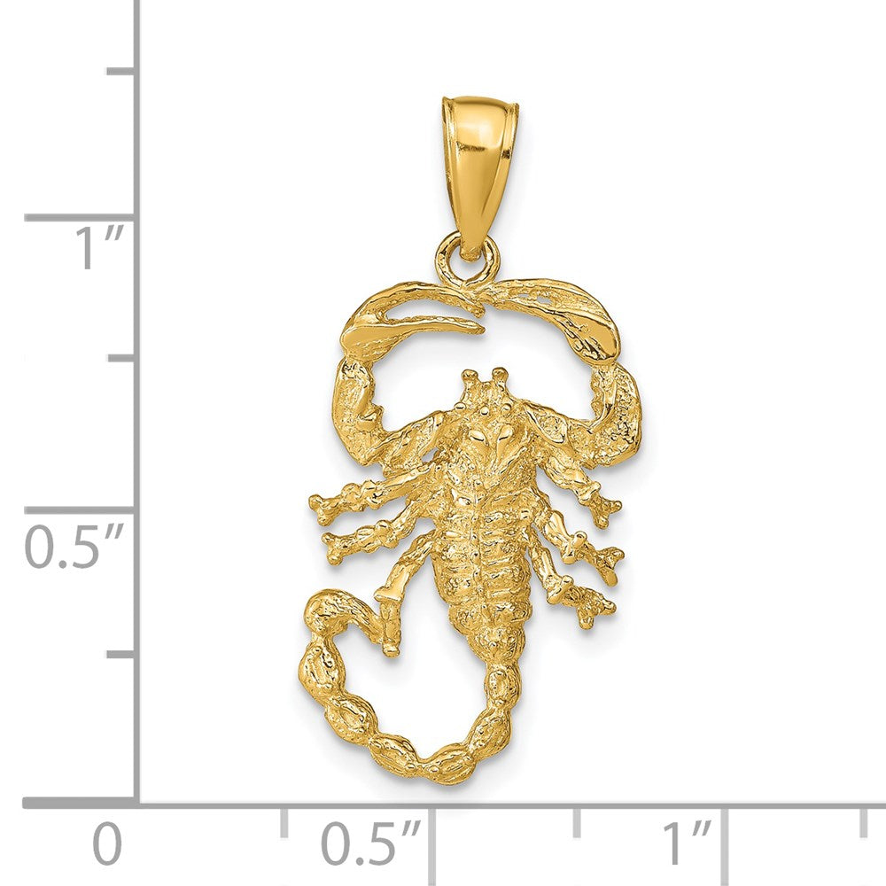 Gold Polished Large Open-Backed Scorpion Pendant Model-C2383 - Charlie & Co. Jewelry