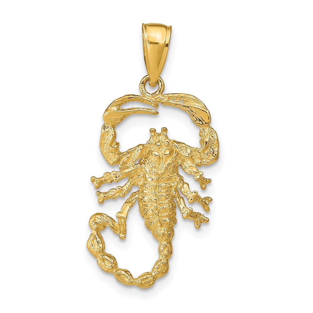 Gold Polished Large Open-Backed Scorpion Pendant Model-C2383 - Charlie & Co. Jewelry