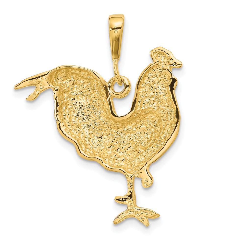 Gold Polished Rooster Necklace Pendant Model-C2391 - Charlie & Co. Jewelry