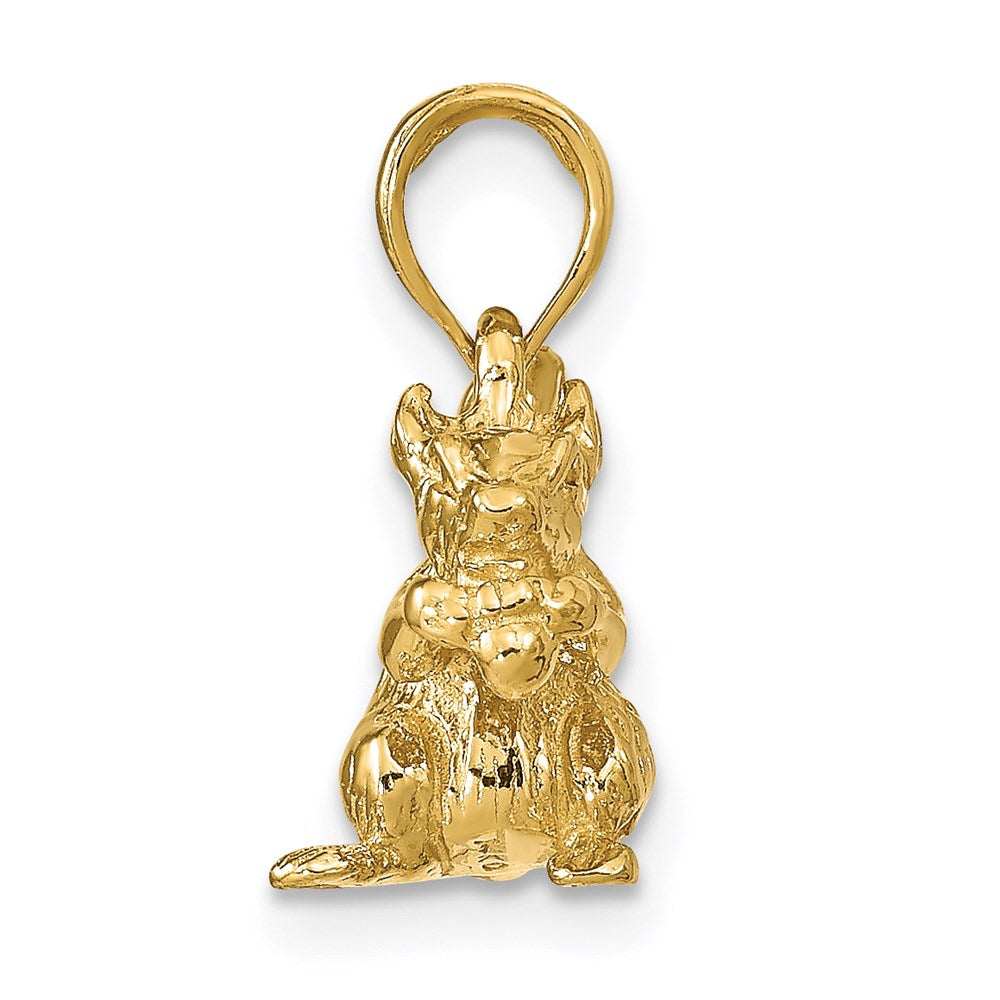 14K Gold Solid 3-D Squirrel with Nut Necklace - Charlie & Co. Jewelry