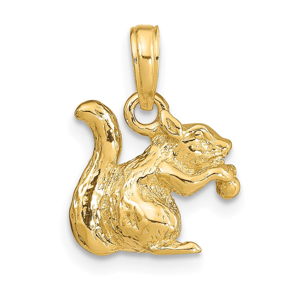 14K Gold Solid 3-D Squirrel with Nut Necklace - Charlie & Co. Jewelry