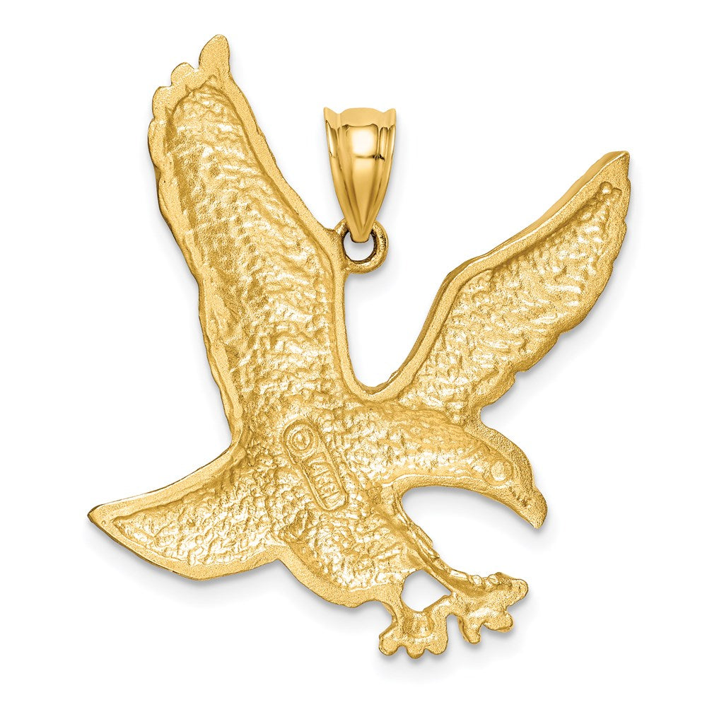 Gold Satin Diamond-cut Eagle Necklace Pendant Model-C2423 - Charlie & Co. Jewelry