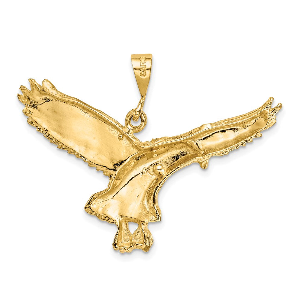 Gold Large Flying Eagle Pendant Necklace Model-C2435 - Charlie & Co. Jewelry