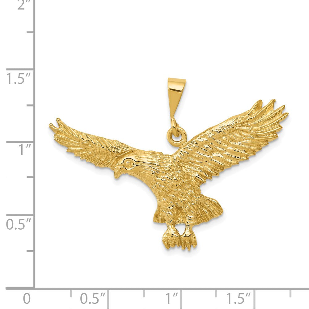 Gold Large Flying Eagle Pendant Necklace Model-C2435 - Charlie & Co. Jewelry