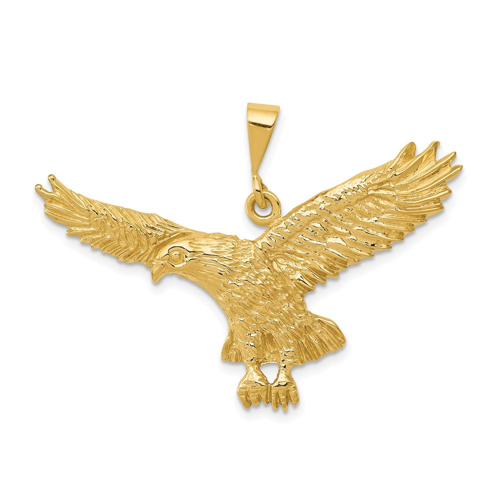 Gold Large Flying Eagle Pendant Necklace Model-C2435 - Charlie & Co. Jewelry