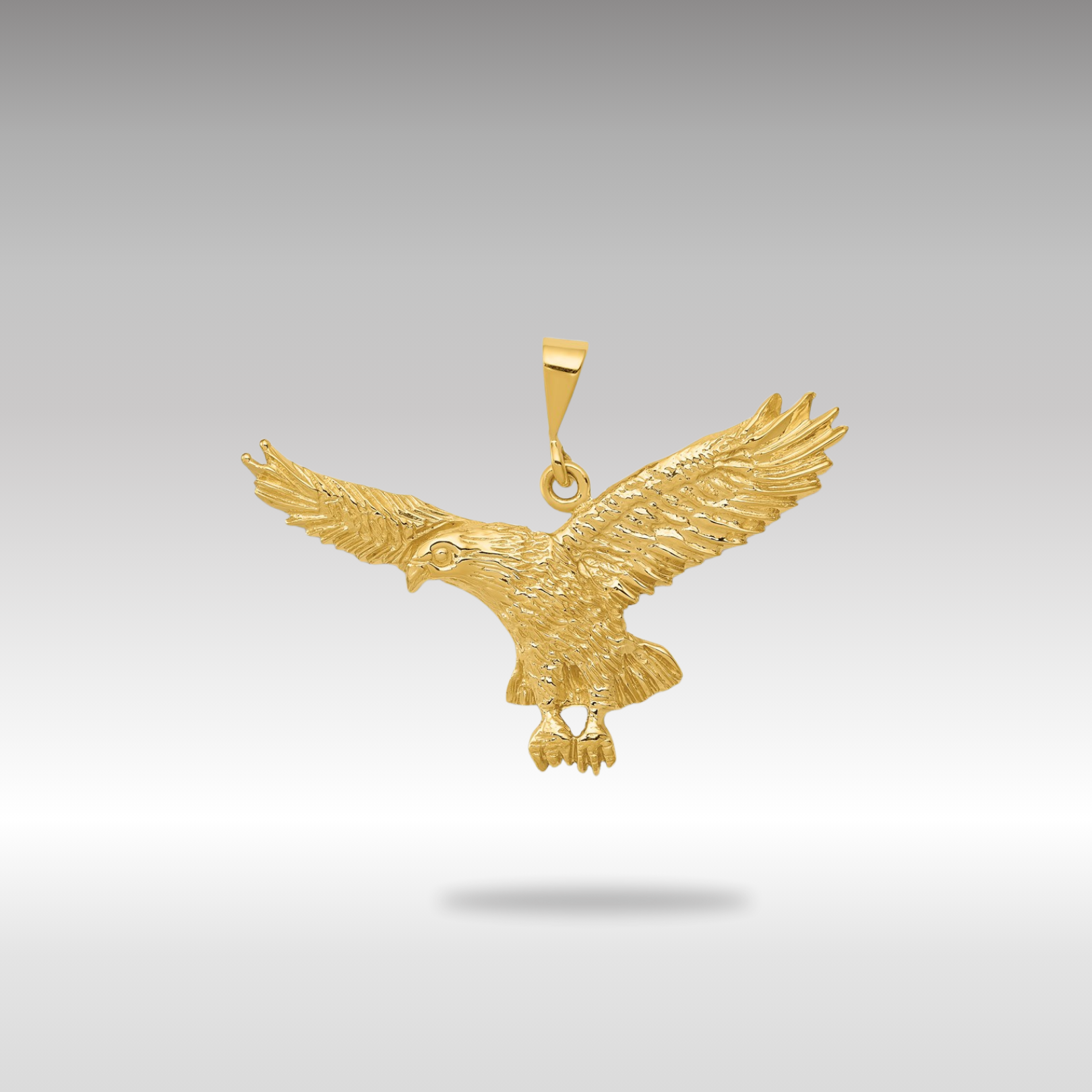 Gold Large Flying Eagle Pendant Necklace Model-C2435 - Charlie & Co. Jewelry