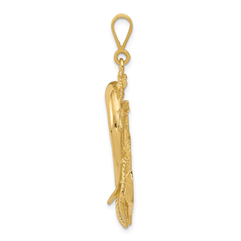 Charlie & Co Jewelry | 14k Solid Polished Anchor With Dolphin Pendant - Model C2489