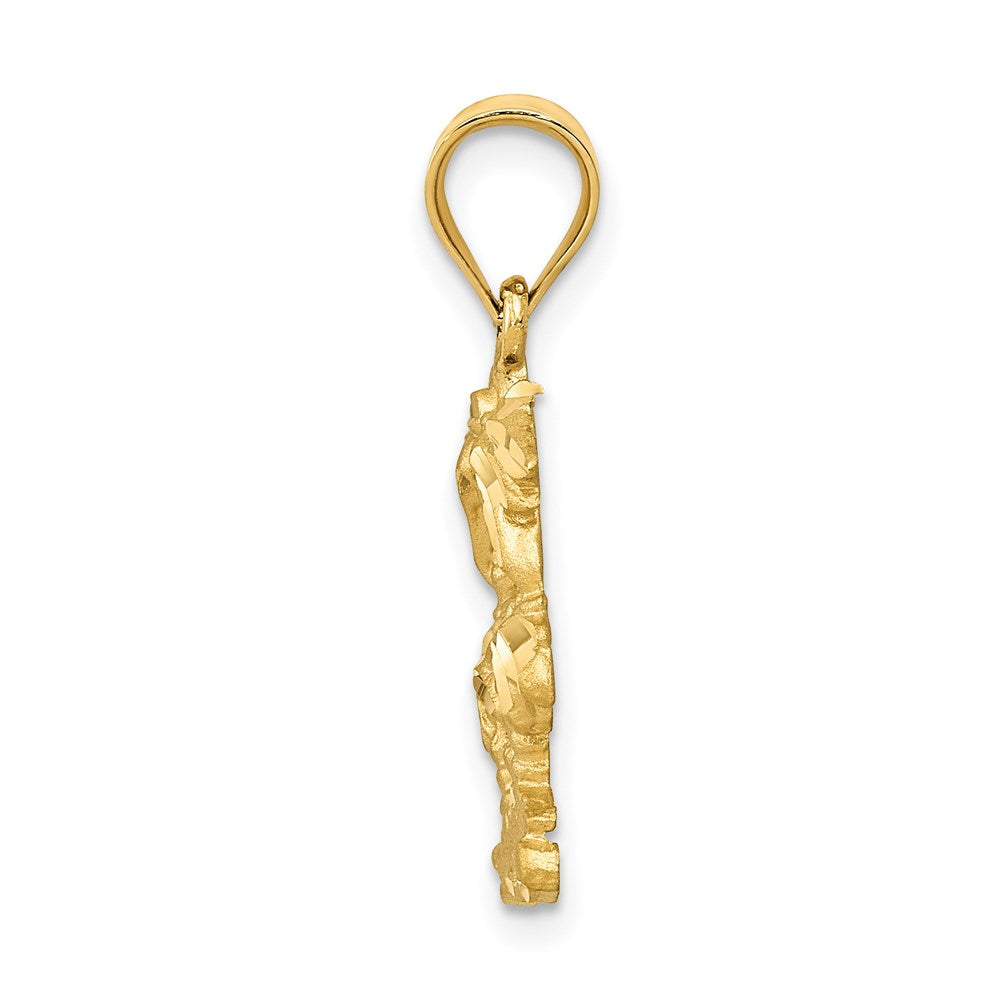 Charlie & Co Jewelry | 14k Satin Diamond-cut Open-backed Palm Trees Pendant - Model C2510