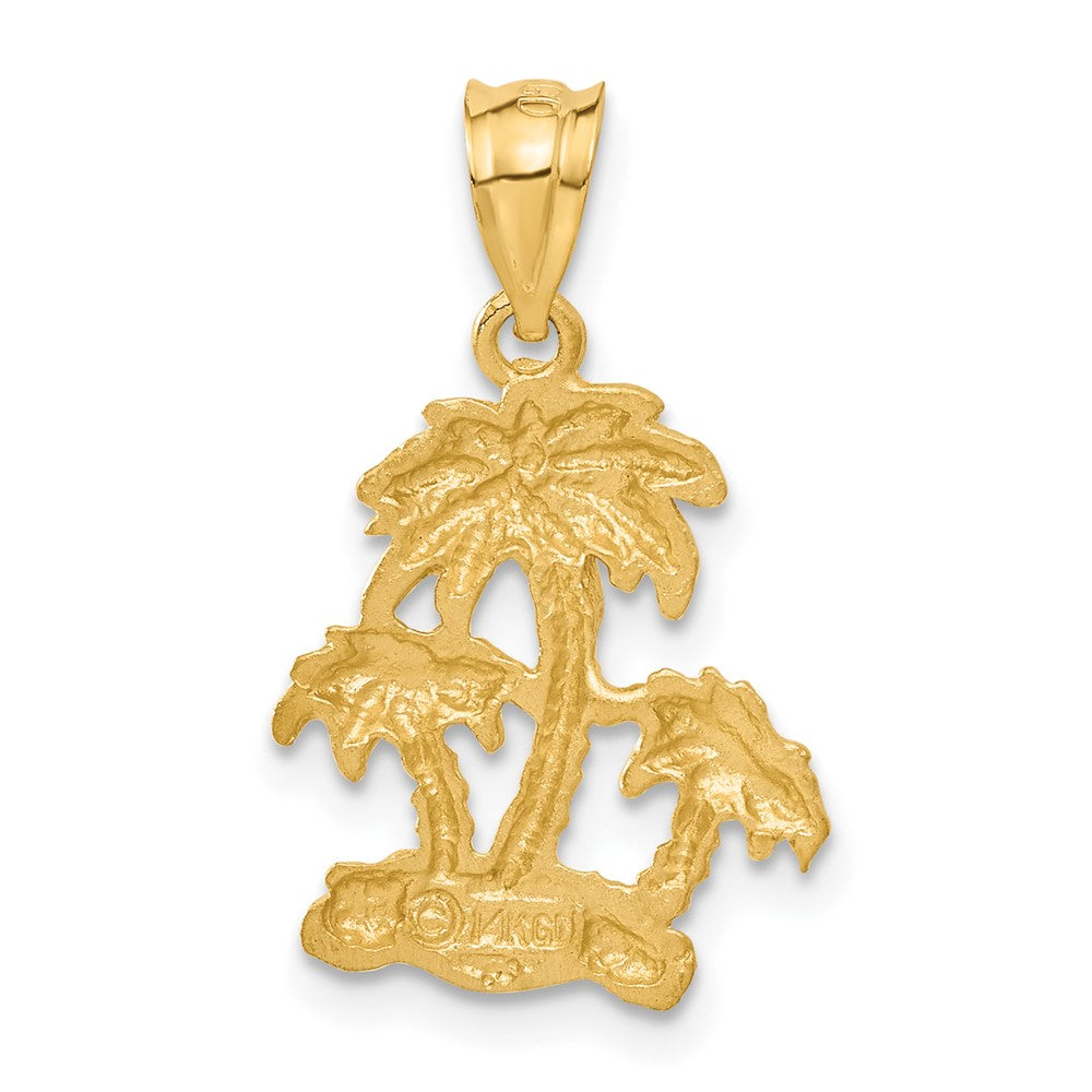 Charlie & Co Jewelry | 14k Satin Diamond-cut Open-backed Palm Trees Pendant - Model C2510