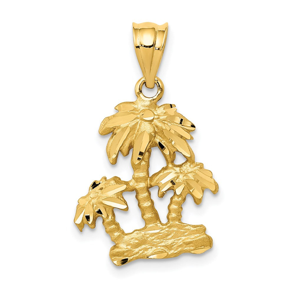 Charlie & Co Jewelry | 14k Satin Diamond-cut Open-backed Palm Trees Pendant - Model C2510