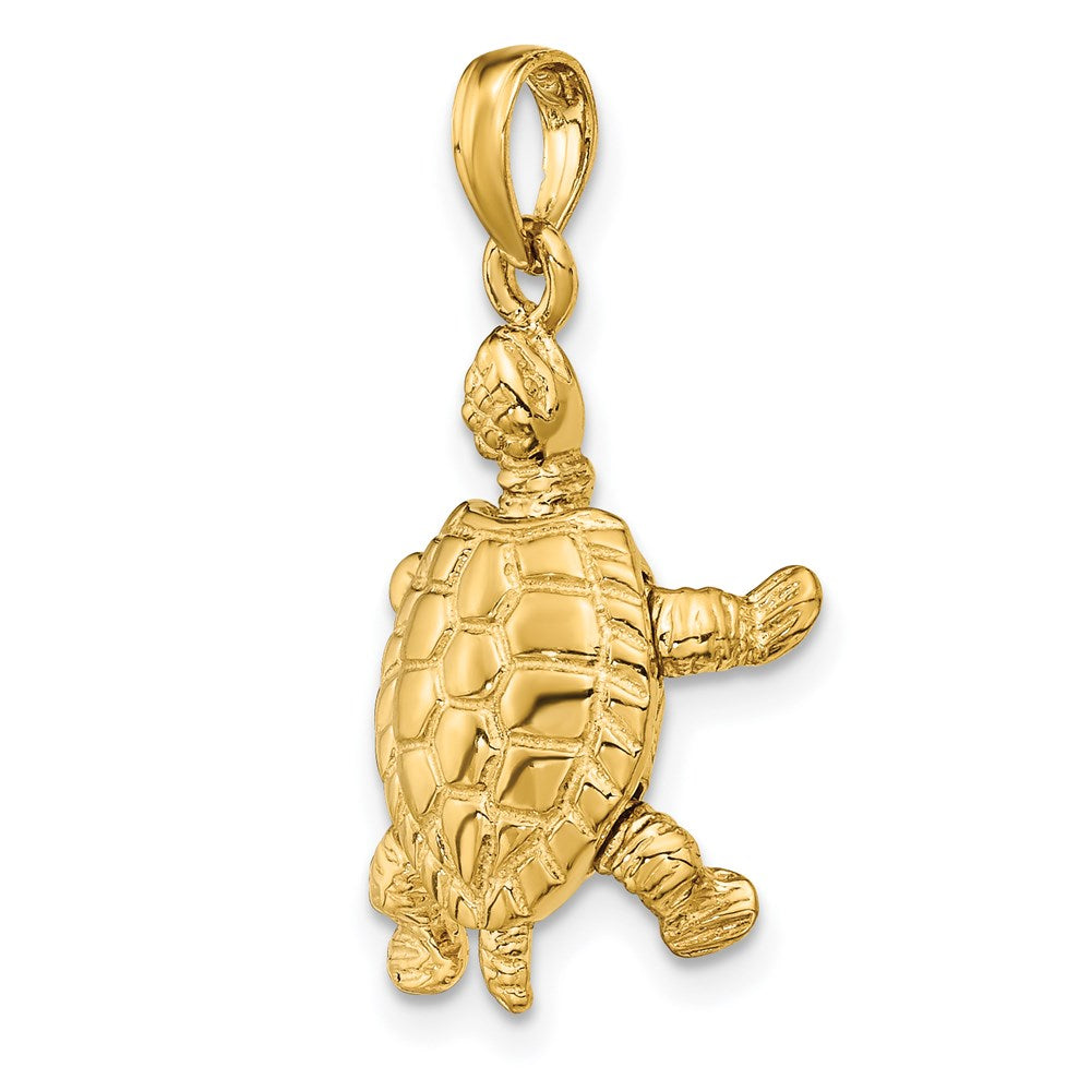 Gold Polished 3-D Moveable Turtle Pendant Model-C2544 - Charlie & Co. Jewelry