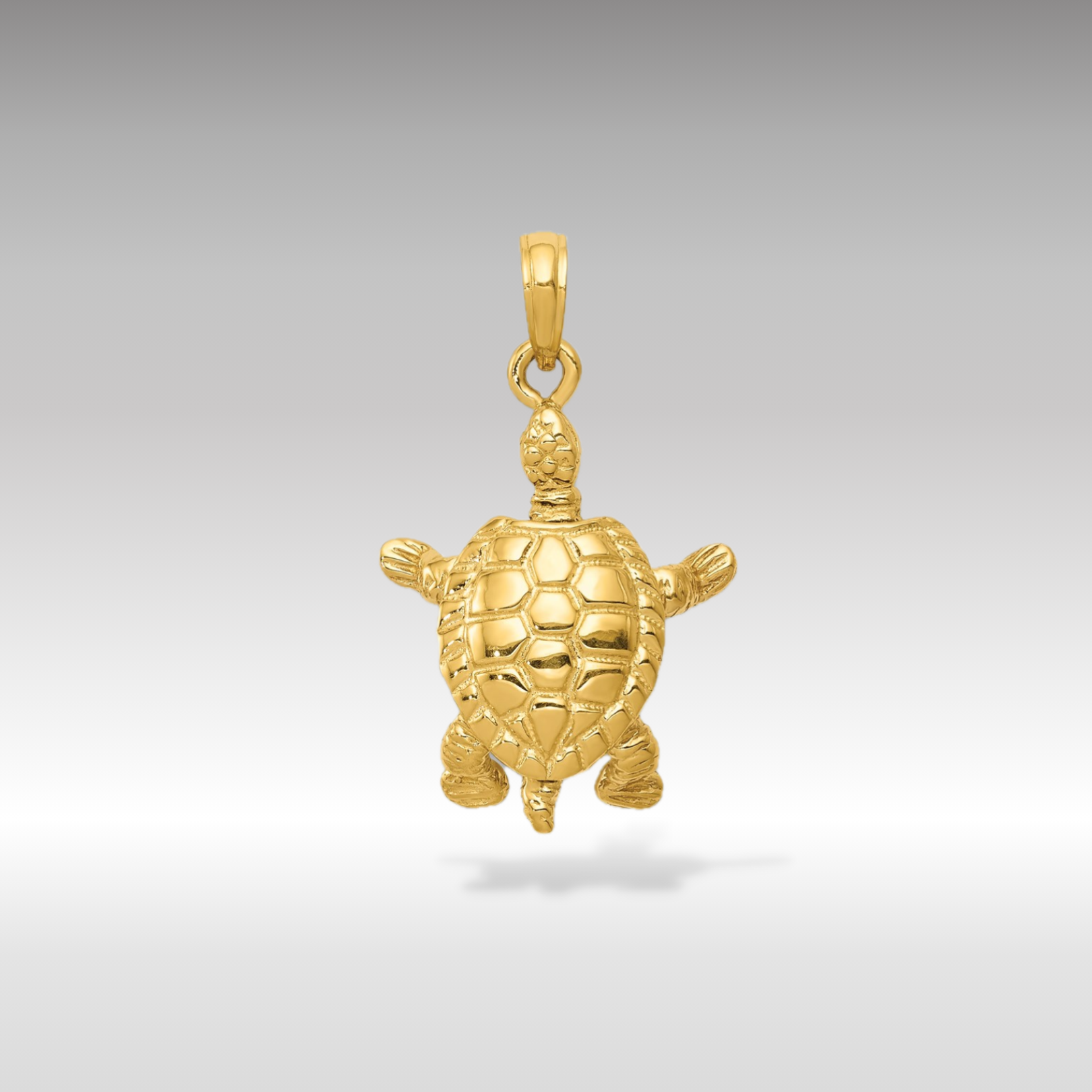 14K Gold Polished 3-D Moveable Turtle Pendant - Charlie & Co. Jewelry