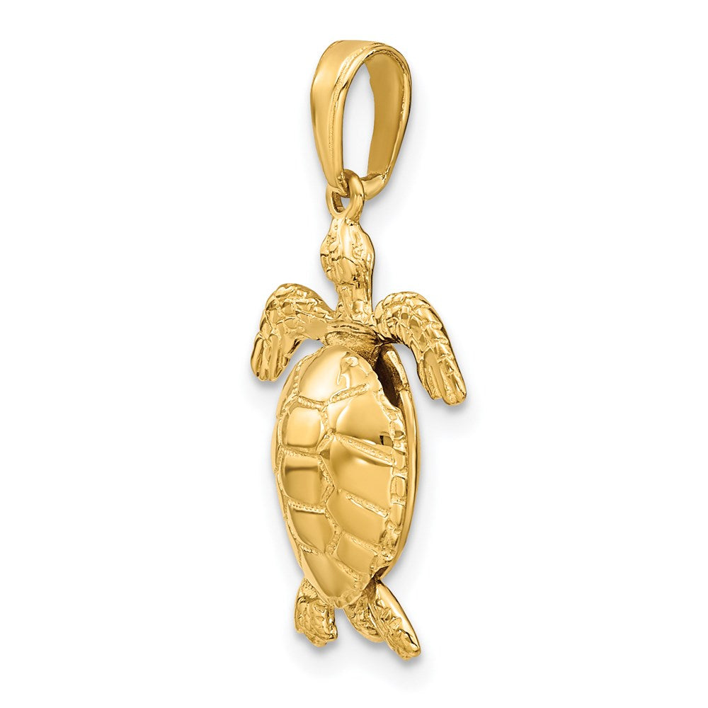 14K Gold Polished Turtle Charm - Charlie & Co. Jewelry