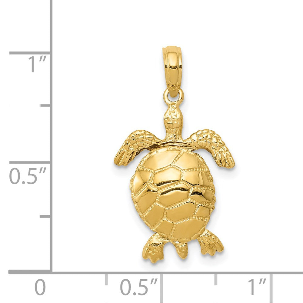 14K Gold Polished Turtle Charm - Charlie & Co. Jewelry