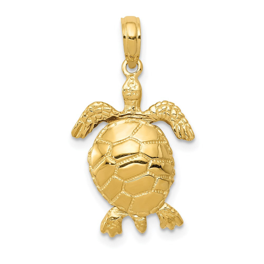 14K Gold Polished Turtle Charm - Charlie & Co. Jewelry