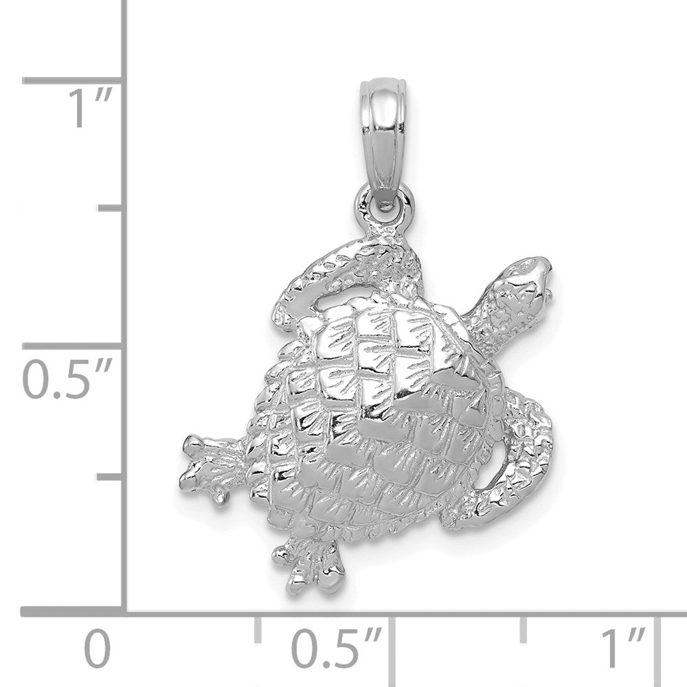 14K White Gold Polished Open-Back Turtle Pendant - Charlie & Co. Jewelry