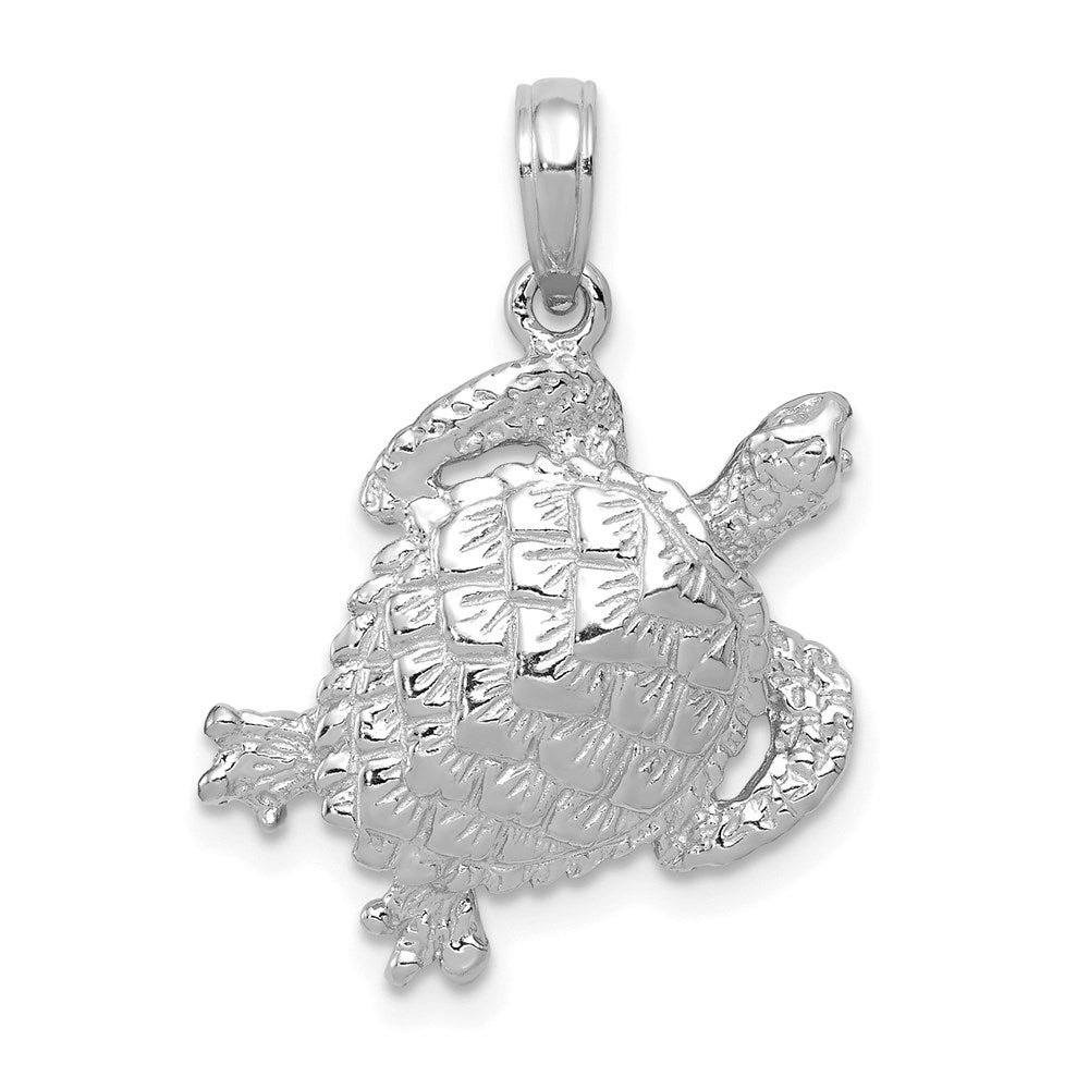 14K White Gold Polished Open-Back Turtle Pendant - Charlie & Co. Jewelry