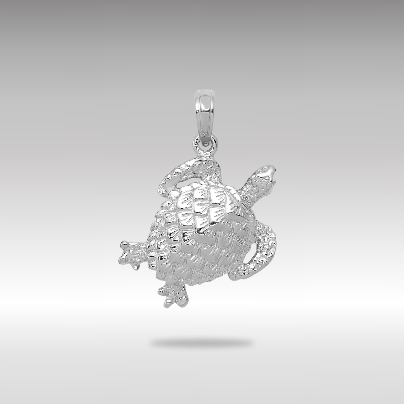 White Gold Polished Open-Back Turtle Pendant - Charlie & Co. Jewelry