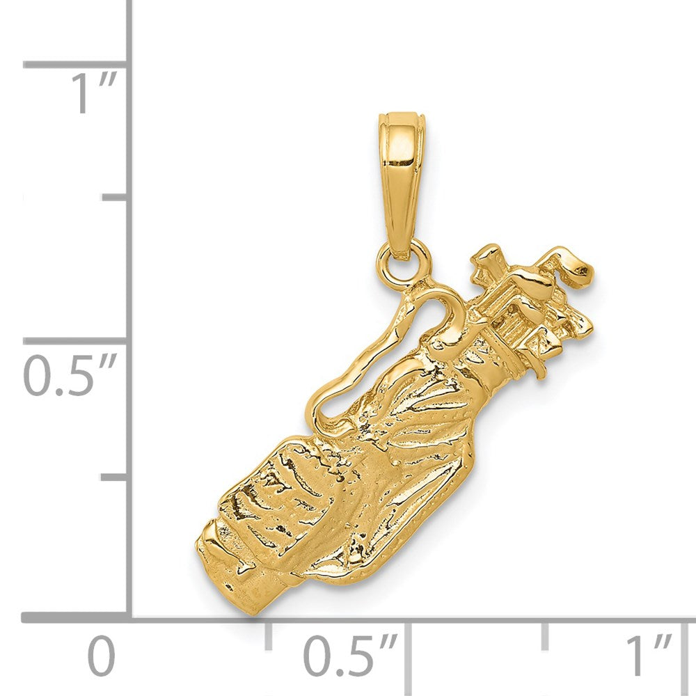 Charlie & Co Jewelry | 14k Solid Polished Open-backed Golf Bag With Clubs Charm - Model C2618