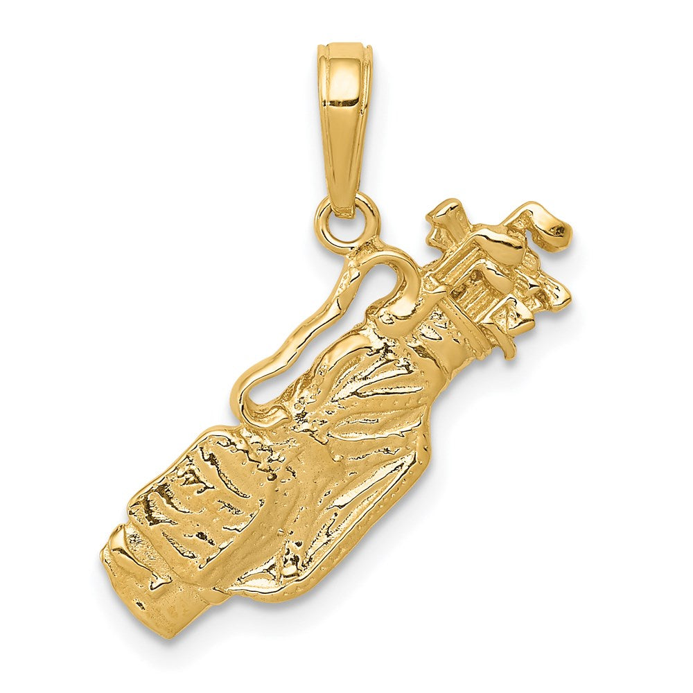 Charlie & Co Jewelry | 14k Solid Polished Open-backed Golf Bag With Clubs Charm - Model C2618