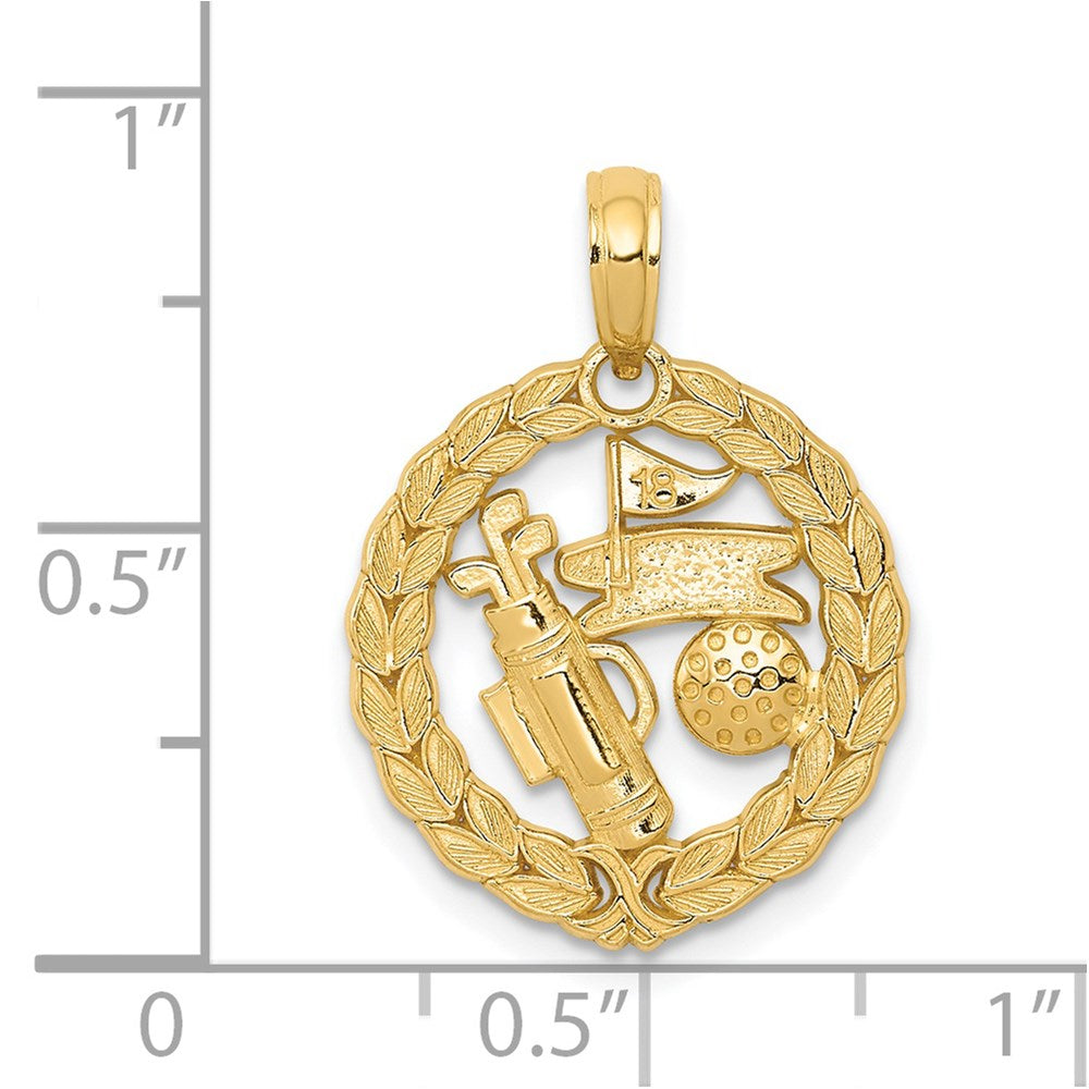 Charlie & Co Jewelry | 14k Solid Polished Golf Theme Pendant - Model C2622
