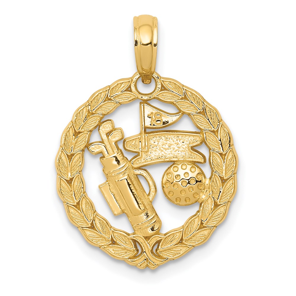 Charlie & Co Jewelry | 14k Solid Polished Golf Theme Pendant - Model C2622