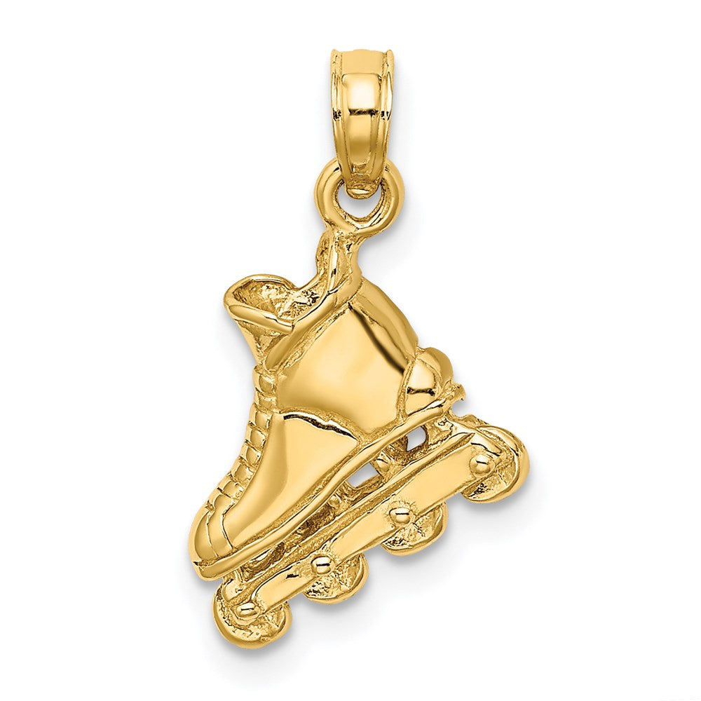 14K Solid Polished 3D Rollerblade Pendant - Charlie & Co. Jewelry
