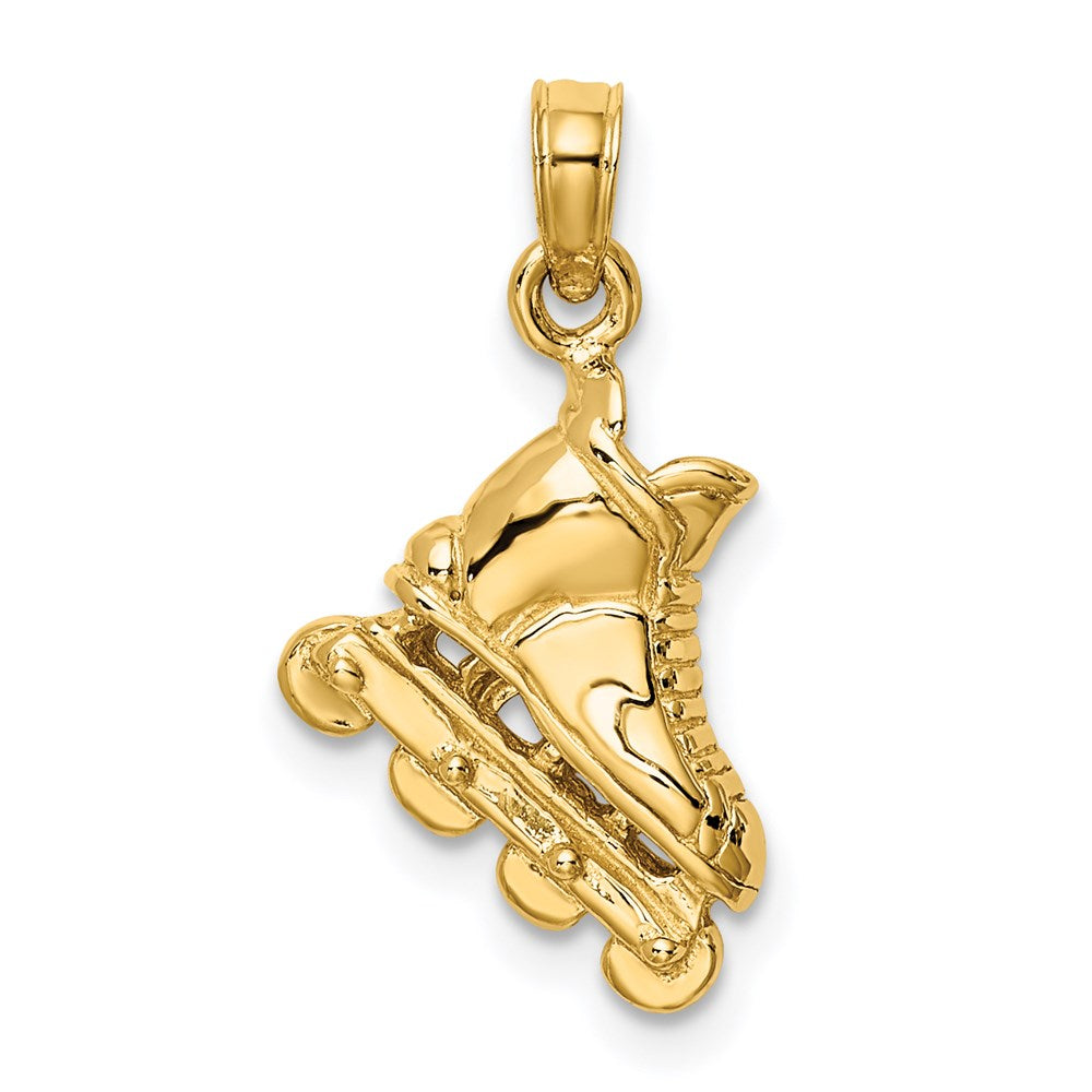 14K Solid Polished 3D Rollerblade Pendant - Charlie & Co. Jewelry