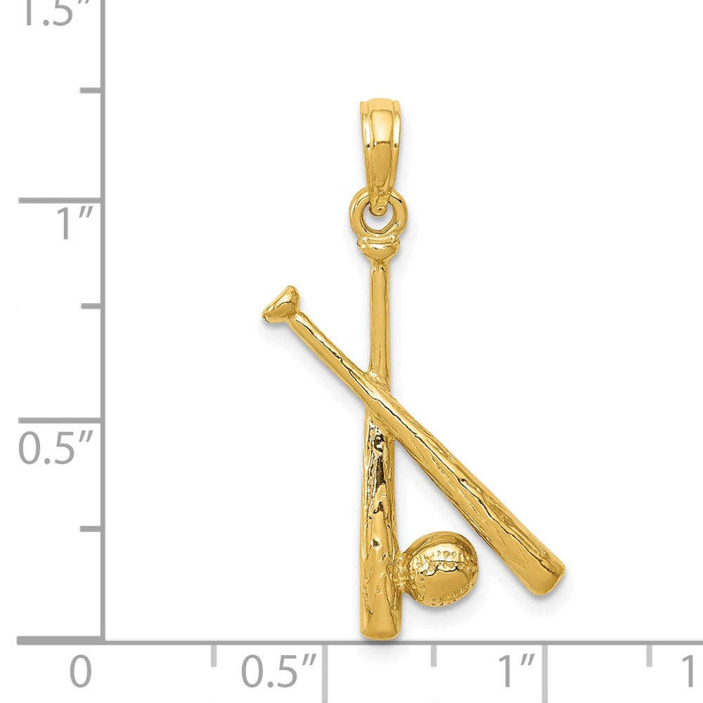 Charlie & Co Jewelry | 14k Polished Open-backed Bats And Baseball Pendant - Model C2662