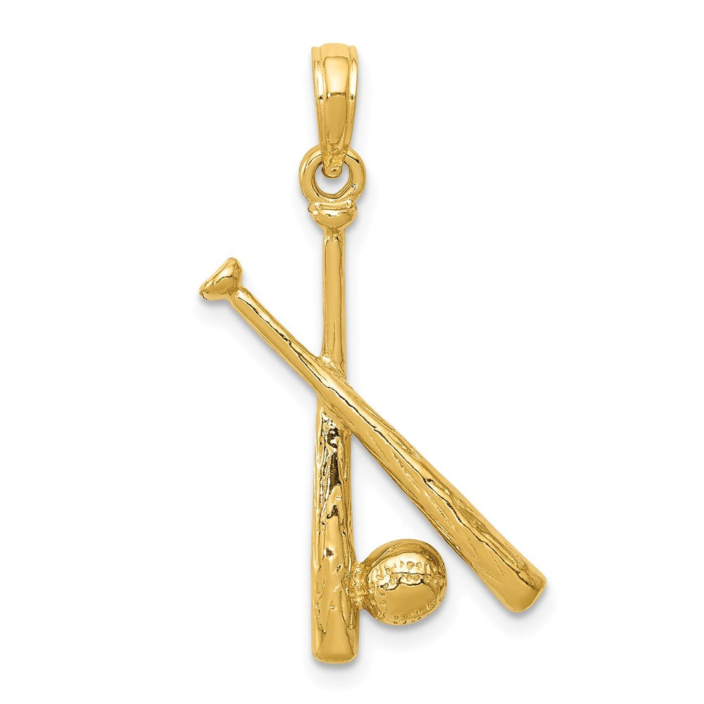 Charlie & Co Jewelry | 14k Polished Open-backed Bats And Baseball Pendant - Model C2662