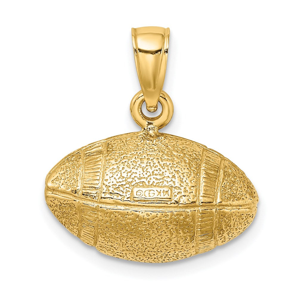 14K Gold Polished 3D Football Pendant - Charlie & Co. Jewelry