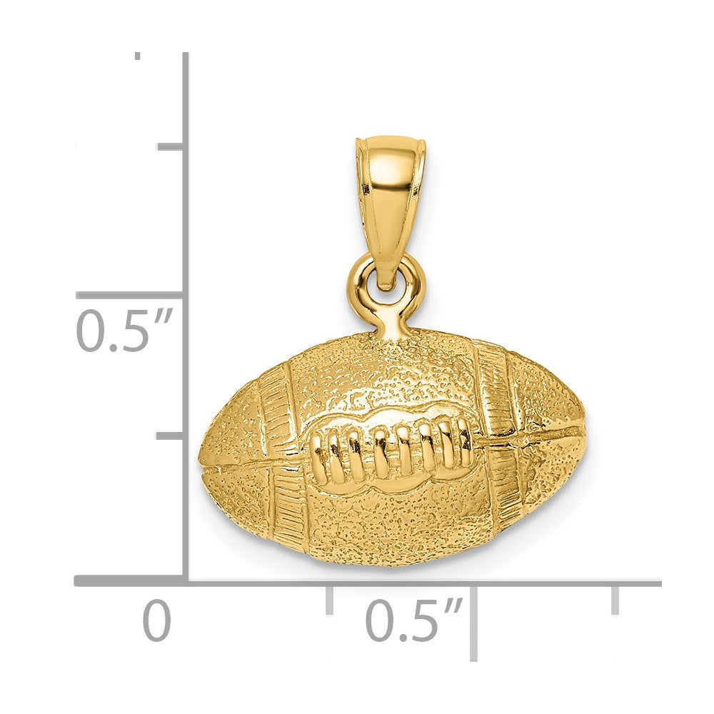 14K Gold Polished 3D Football Pendant - Charlie & Co. Jewelry