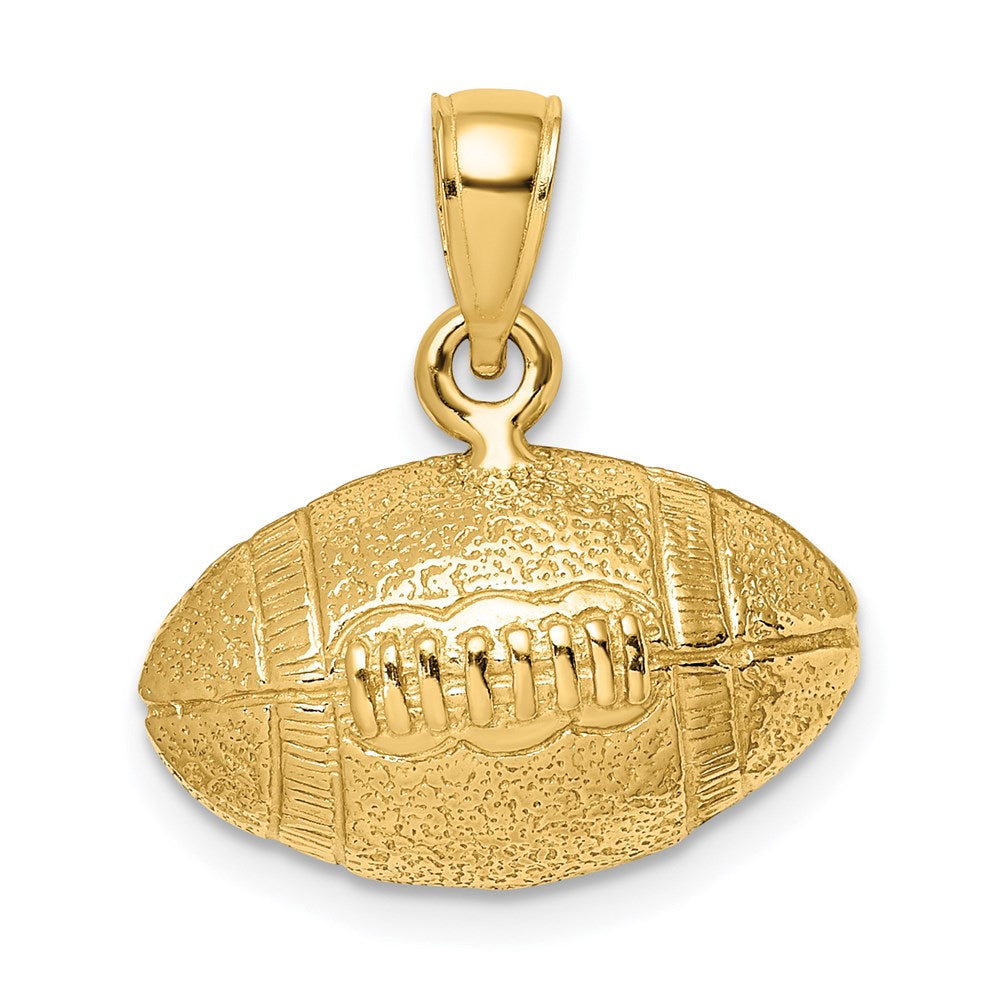 14K Gold Polished 3D Football Pendant - Charlie & Co. Jewelry