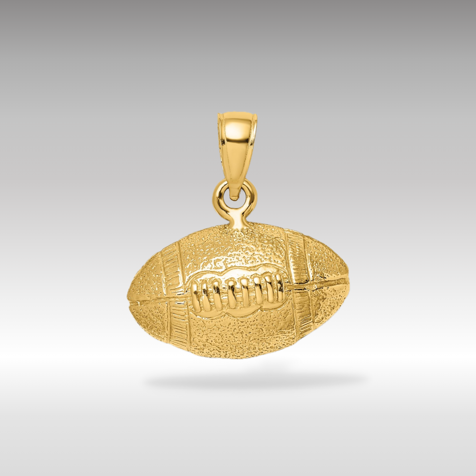 14K Gold Polished 3D Football Pendant - Charlie & Co. Jewelry